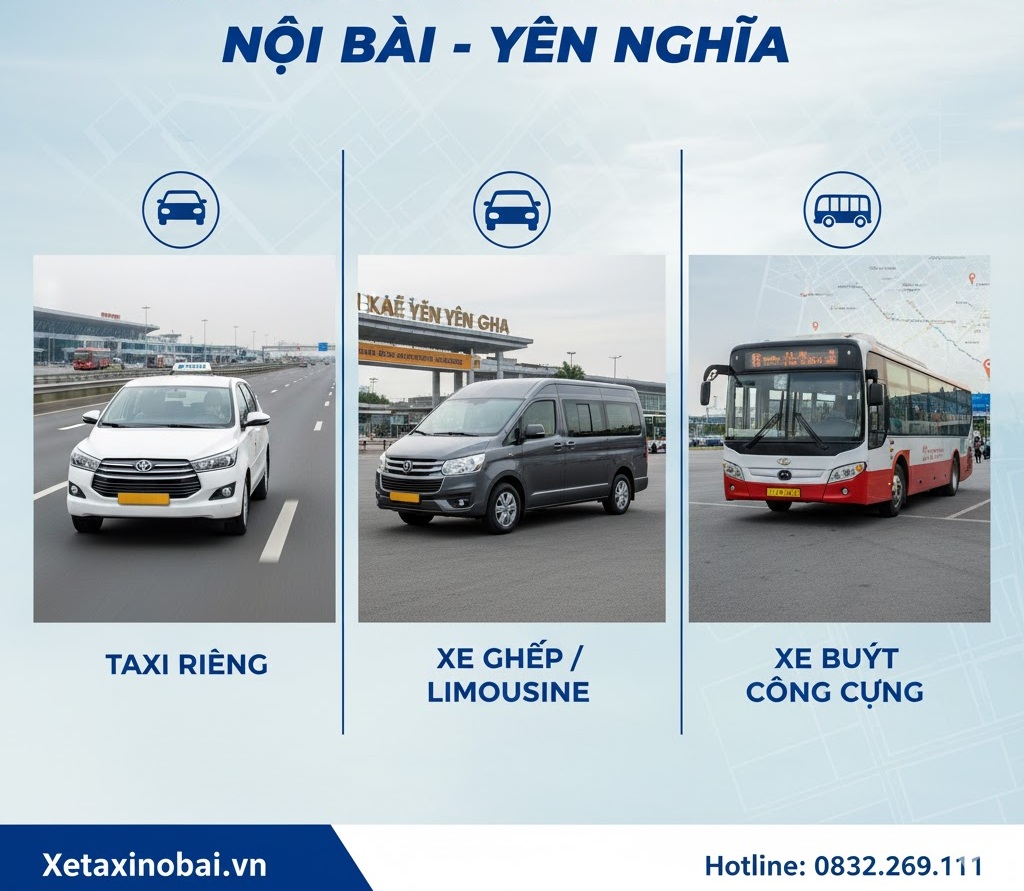 Các hình thức vận tải từ Nội bài - Bến xe Yên Nghĩa - Taxi nội bài về bến xe yên nghĩa