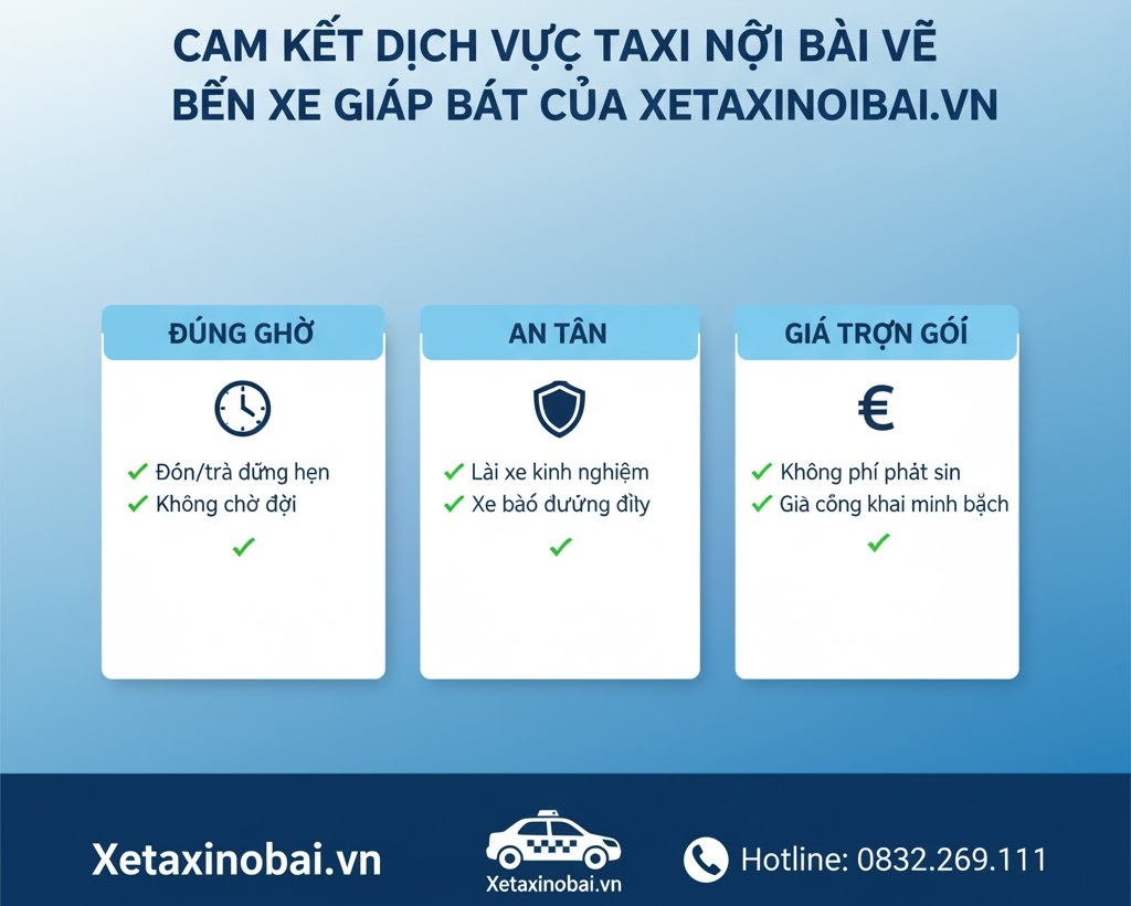 Cam Kết về Dịch Vụ Taxi Nội Bài Về Bến Xe Giáp Bát Của Xetaxinoibaivn