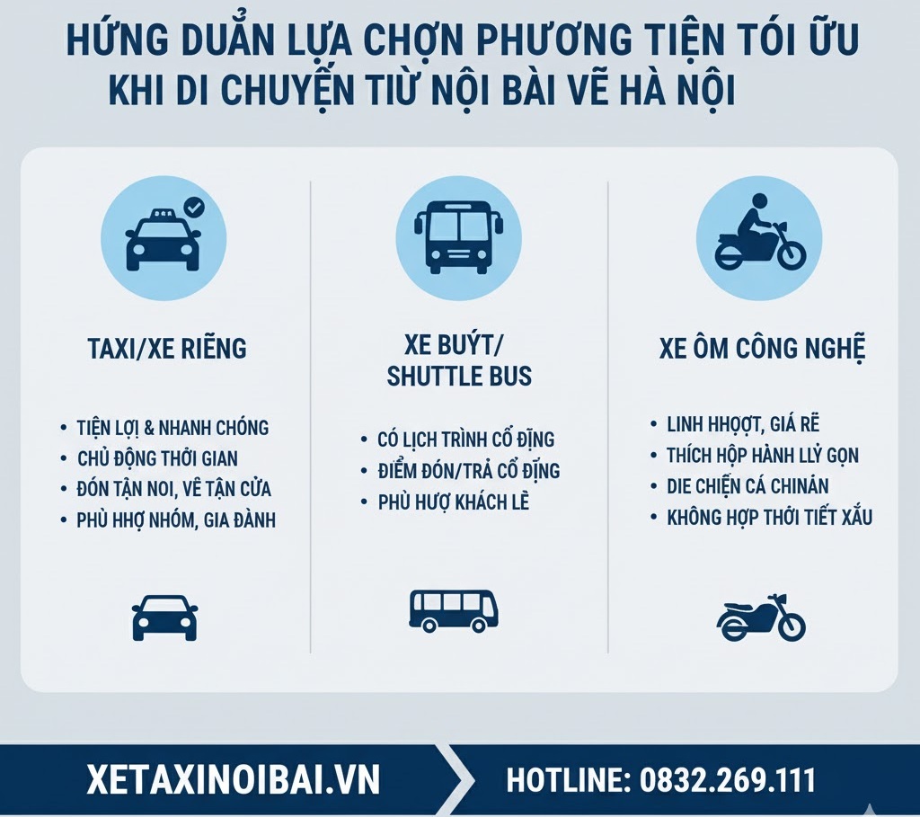 Hướng dẫn Lựa chọn Phương tiện Tối ưu khi di chuyển từ Nội Bài về Hà Nội
