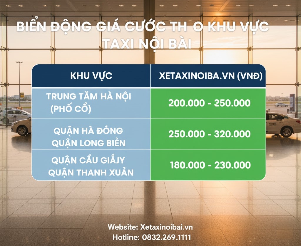So Sánh Giá Các Hãng Taxi Sân Bay Nội Bài Theo Từng Khu Vực Hà Nội